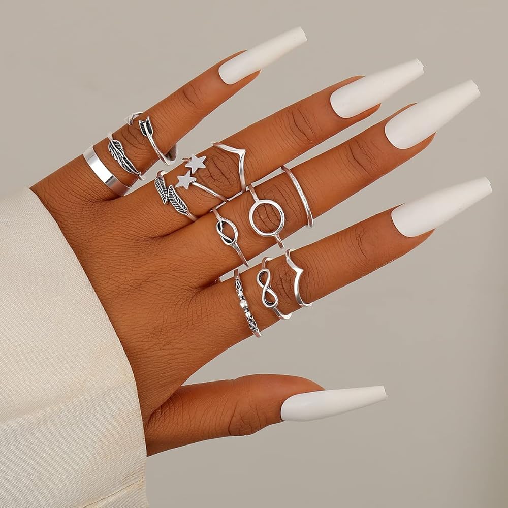 Silver Finger Ring Set for Women